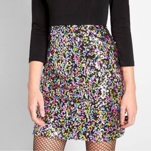 Anthropologie Hutch Multicolor Black Party Sequin Mini Skirt - 4